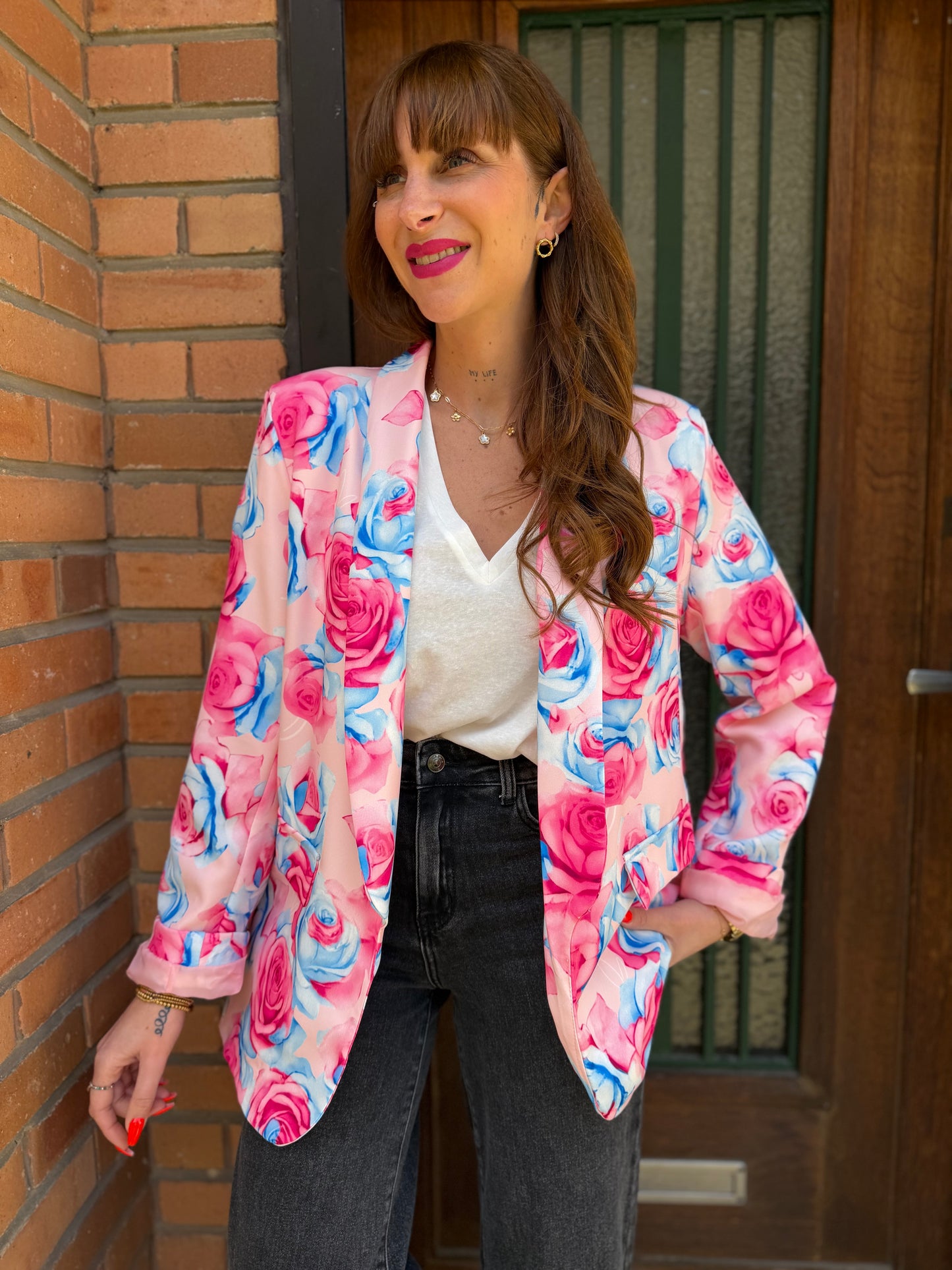 Blazer Fleurie Rose