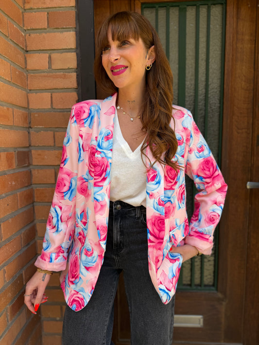 Blazer Fleurie Rose