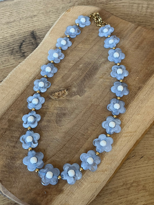 Collier marguerite bleu