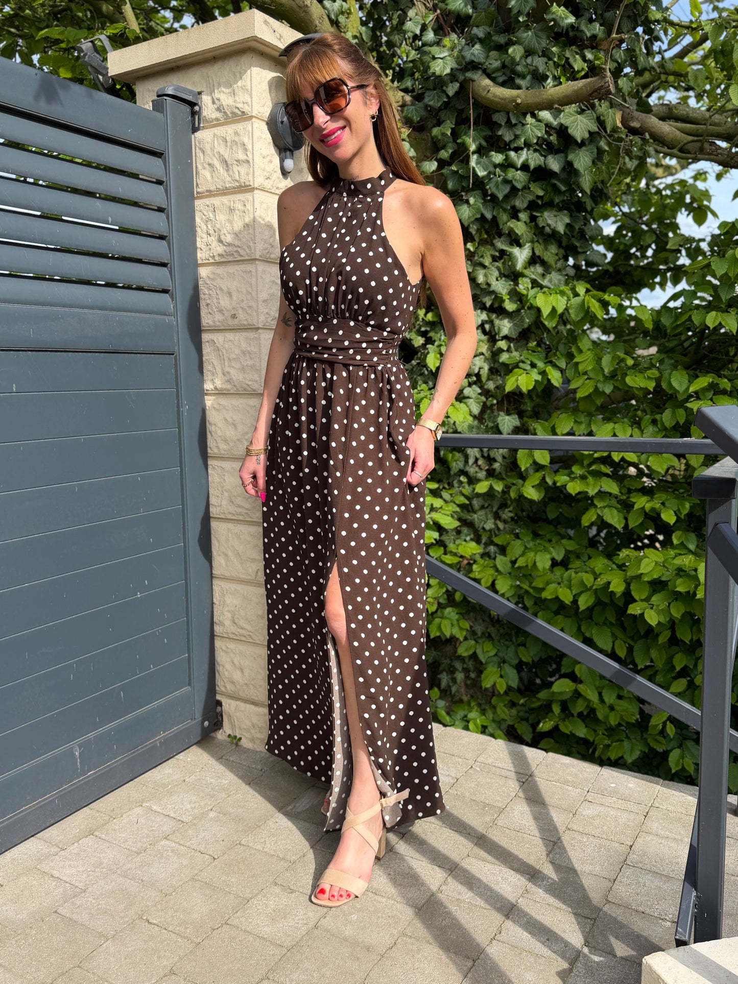 Robe Fente Pois Chocolat