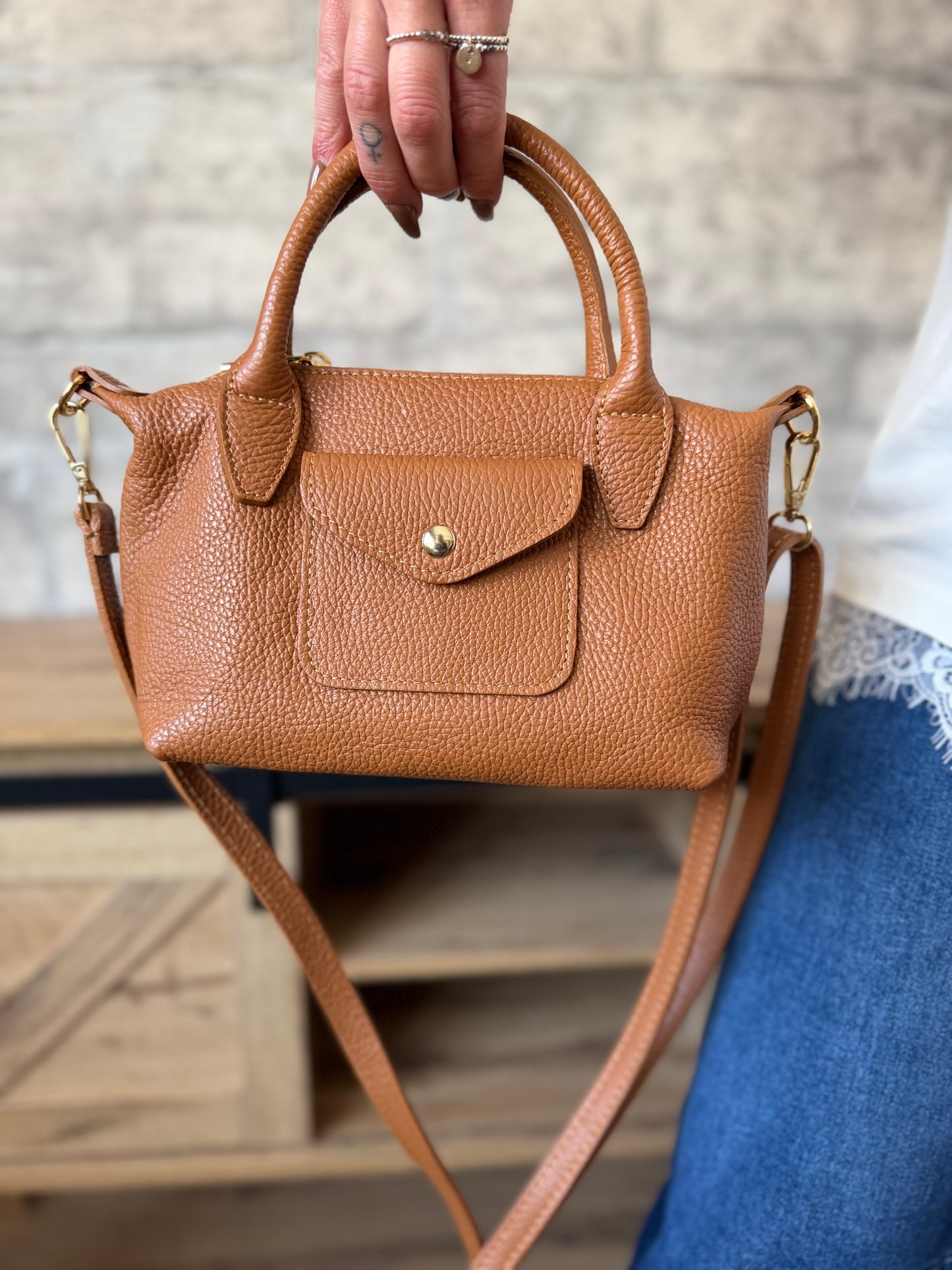 Sac Charles CUIR Camel