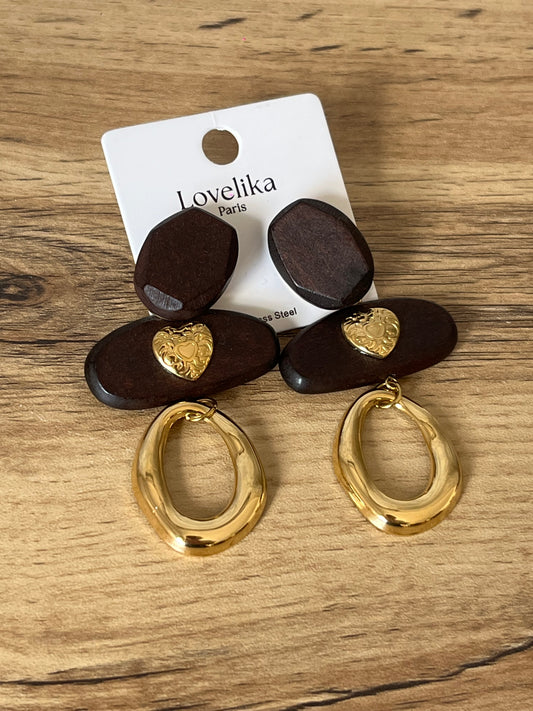 Boucle d’oreille Bois Doré