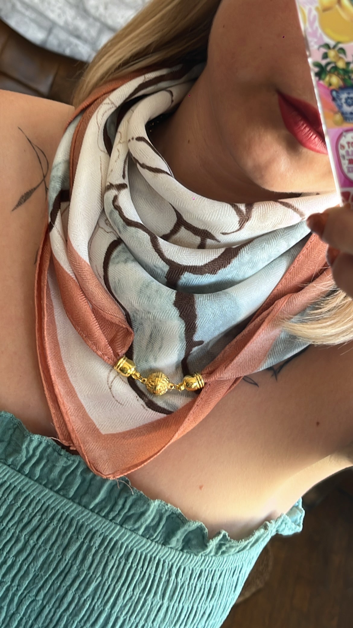 Foulard Fleurs Écru