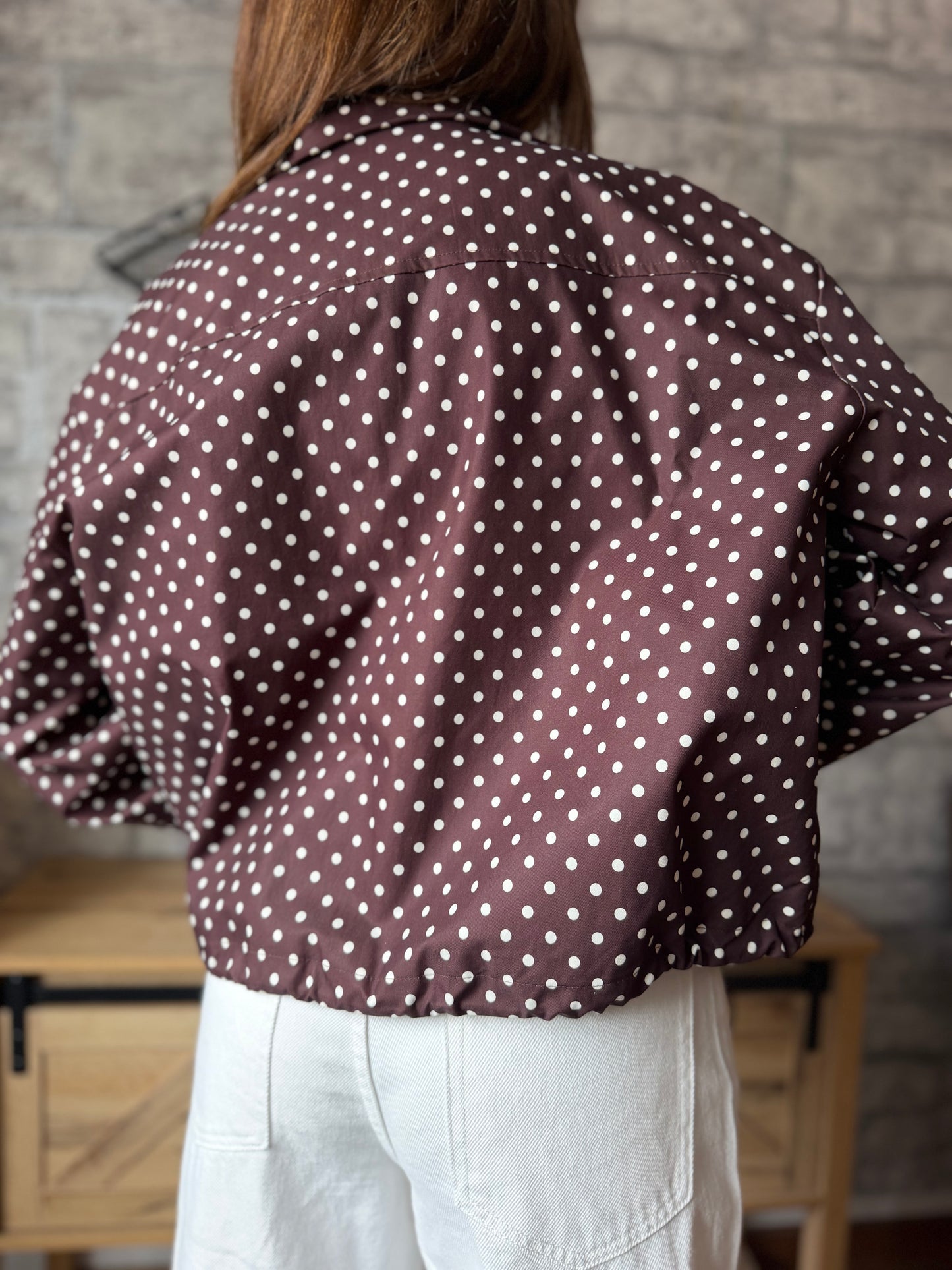 Veste Imperméable Pois Marron