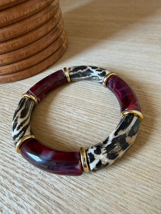 Bracelet Léopard Bordeau