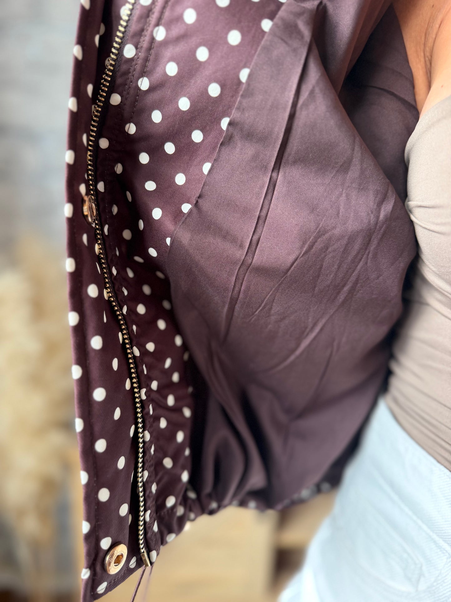 Veste Imperméable Pois Marron