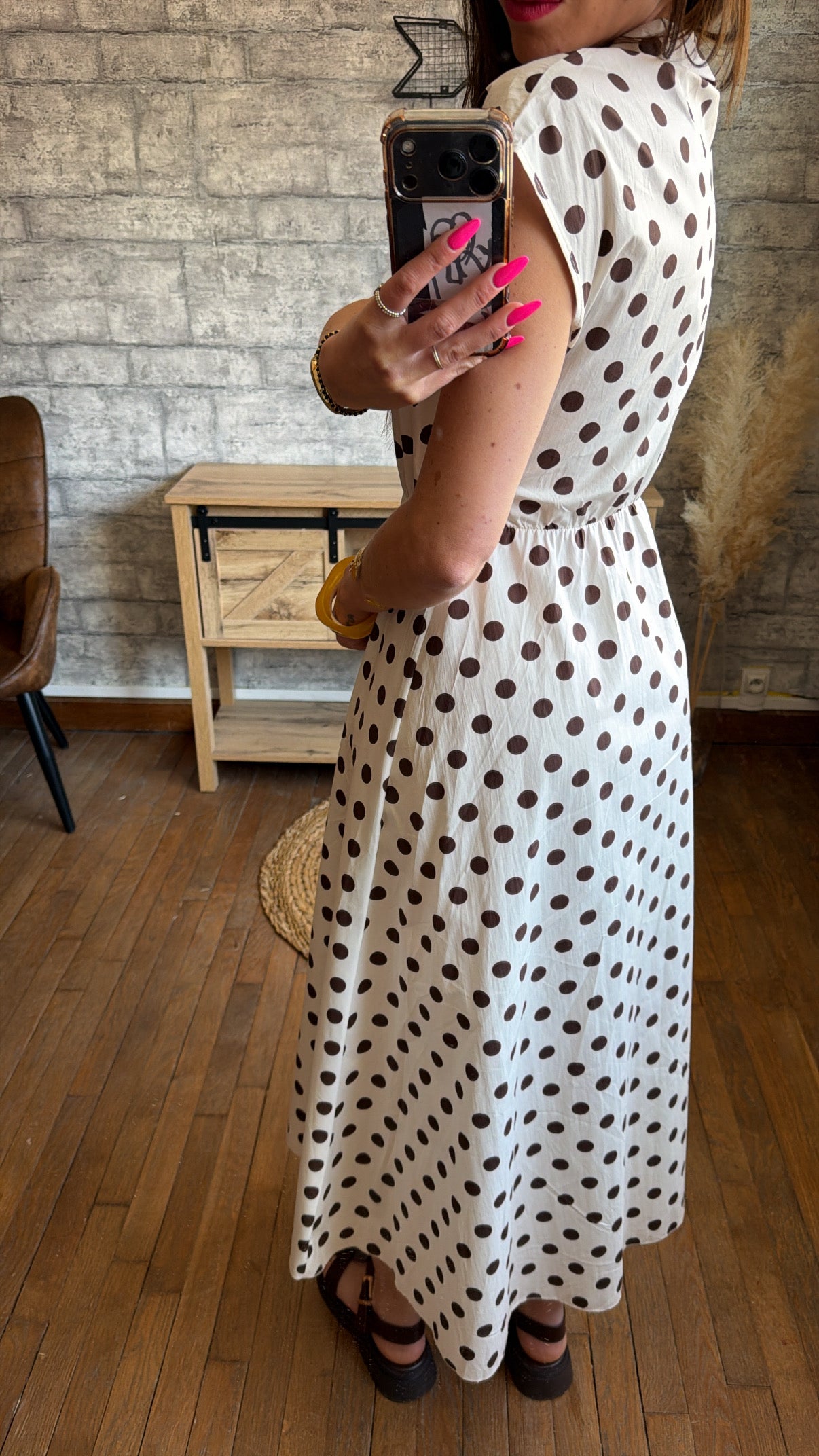 Robe Coton Pois Blanc