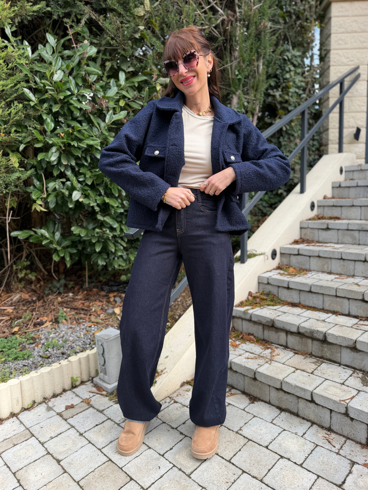 Veste Bouclette Bleu Marine