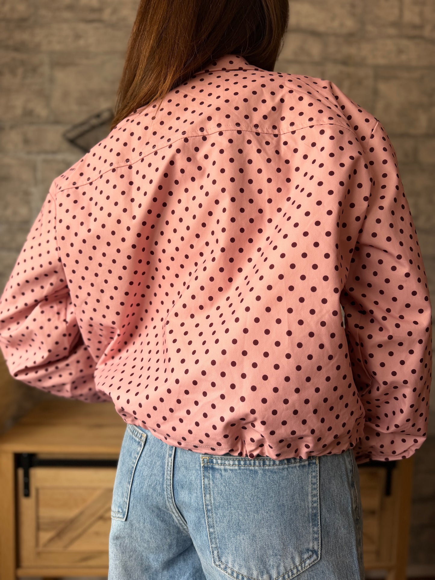 Veste Imperméable Pois Rose