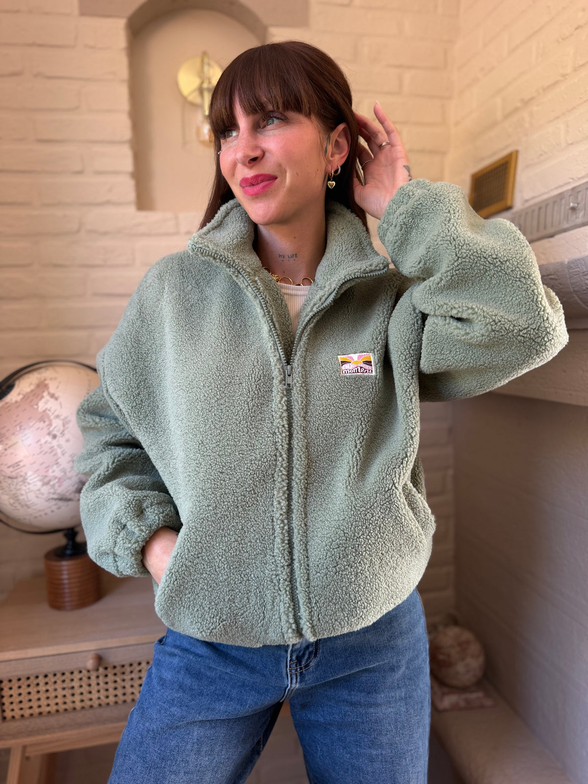 Veste Teddy Vert d’eau