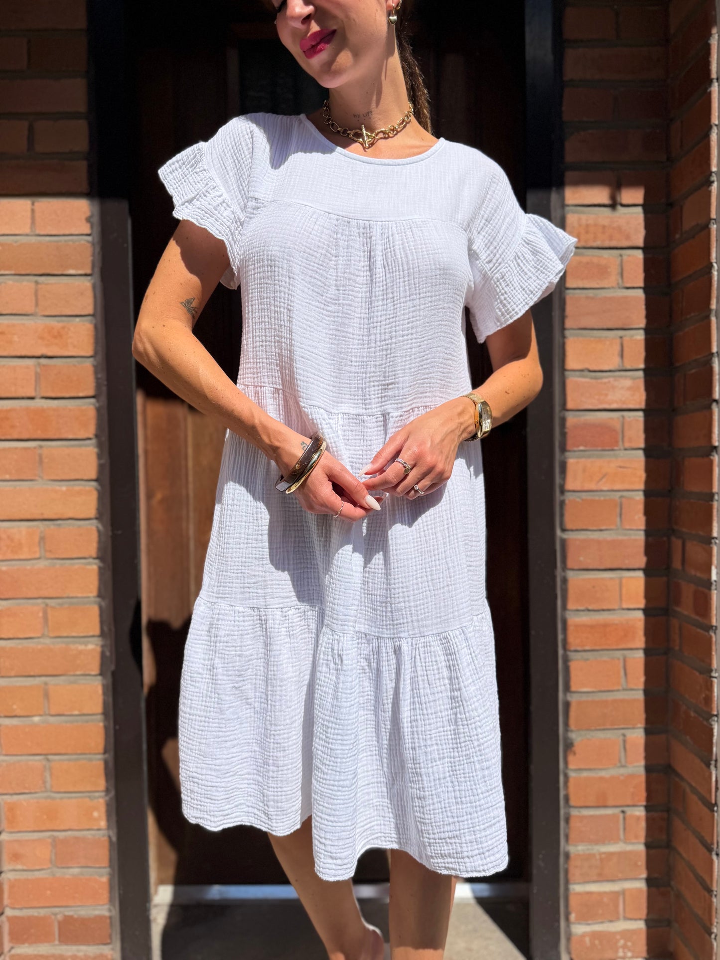 Robe Ample Coton Blanc New