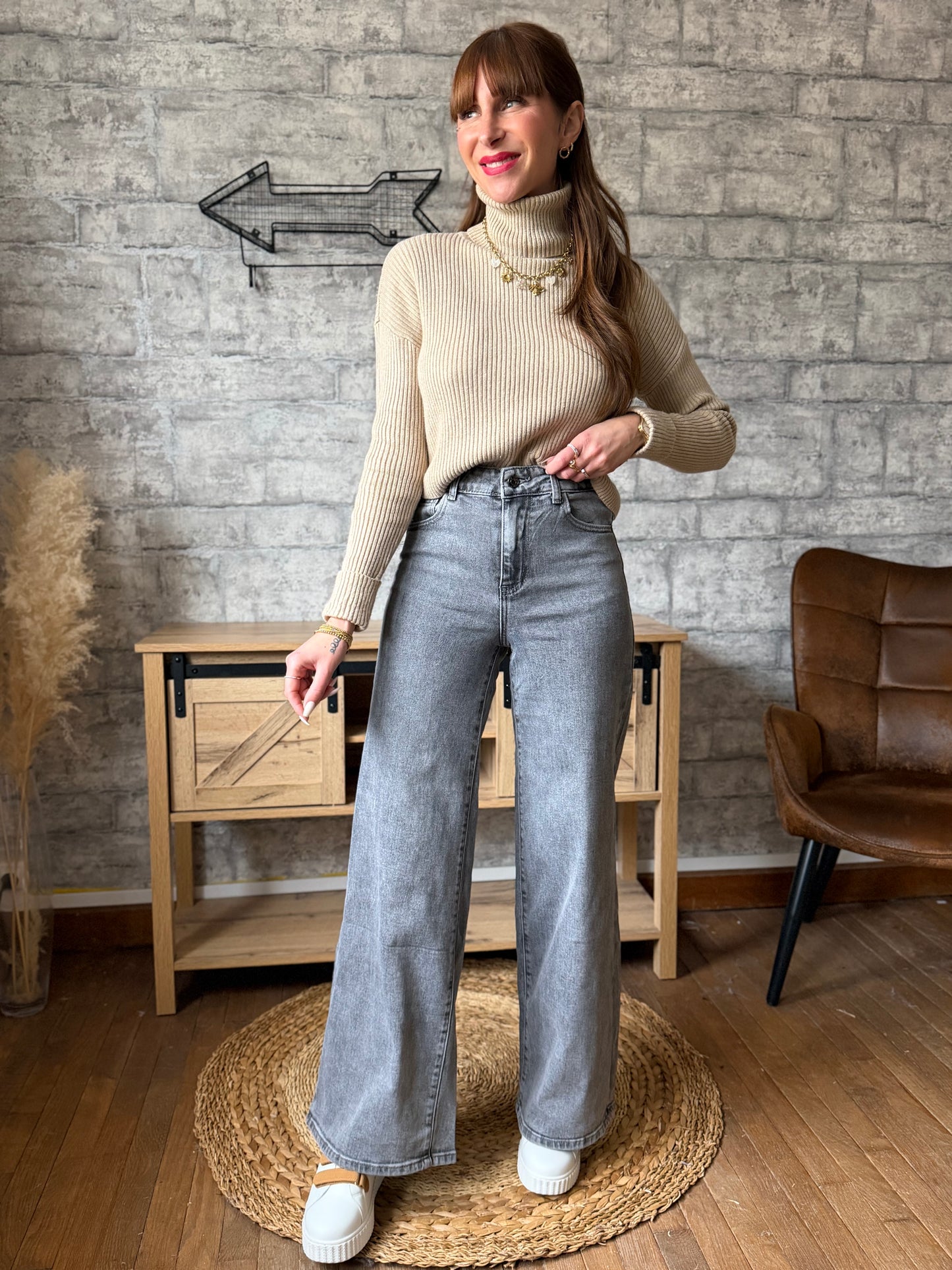 Jean's Wide Vintage Gris