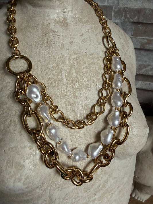 Collier Triple chaîne/perle