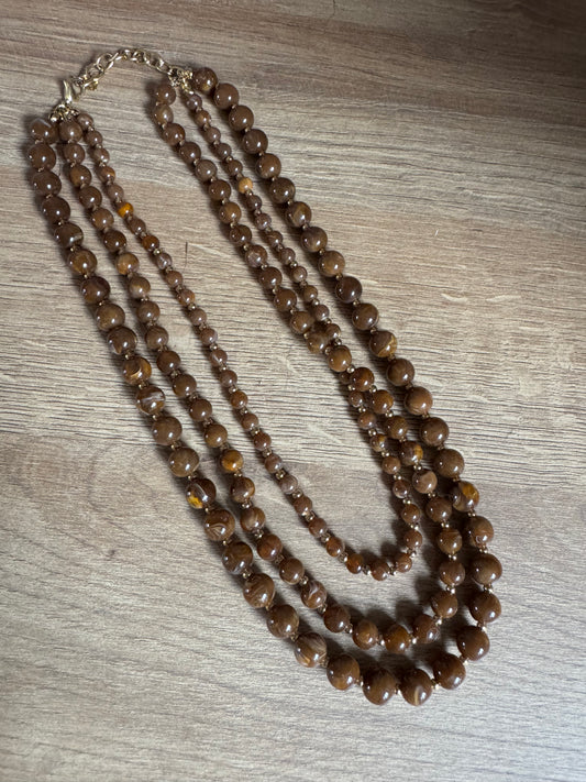 Collier Billes Chocolat