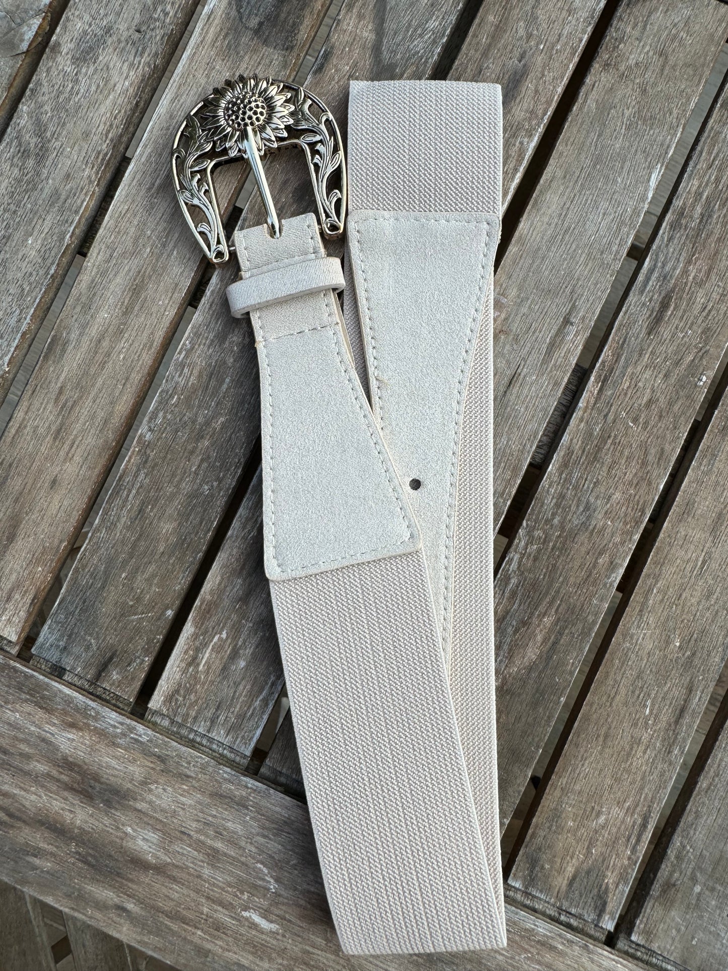 Ceinture Boucle soleil Ecru