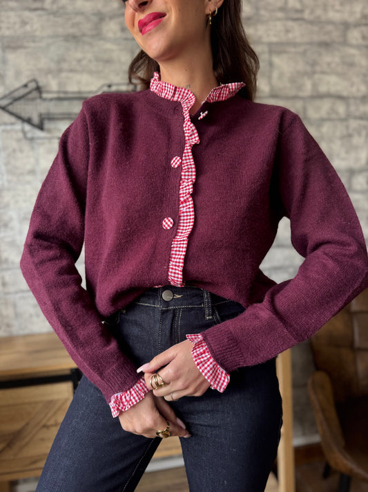 Gilet Vichy Bordeaux