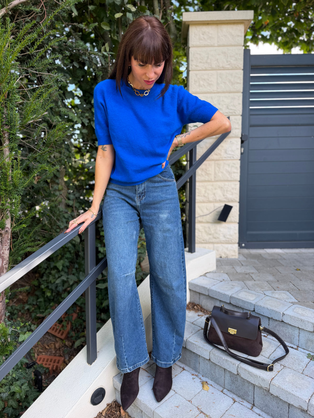 Pull Manche Courte Bleu Roi