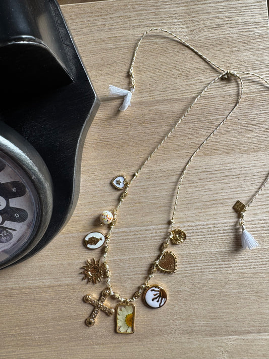 Collier Cordes Fleur séchée