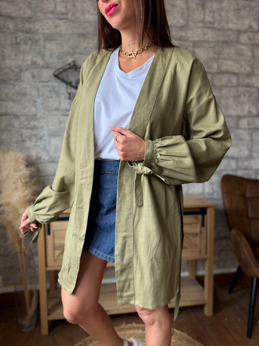 Veste Lin Kaki