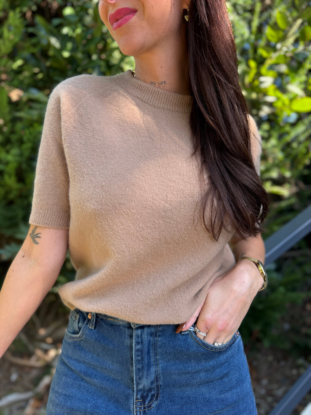 Pull Manche Courte Sable