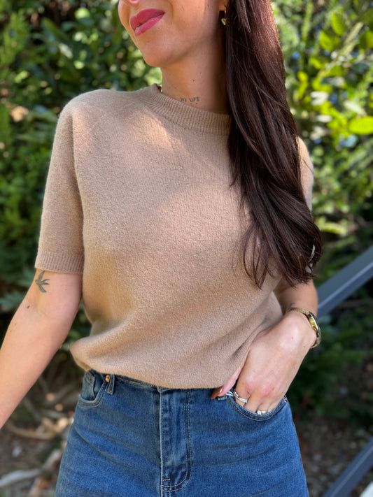 Pull Manche Courte Sable