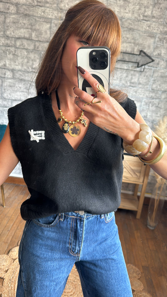 Pull Sans Manches Chance Noir