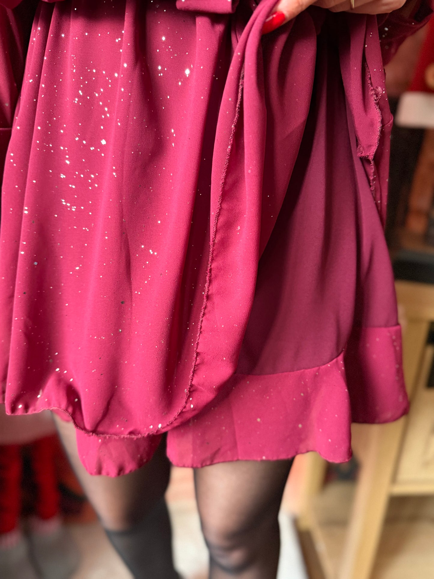 Robe Col Paillettes Bordeaux