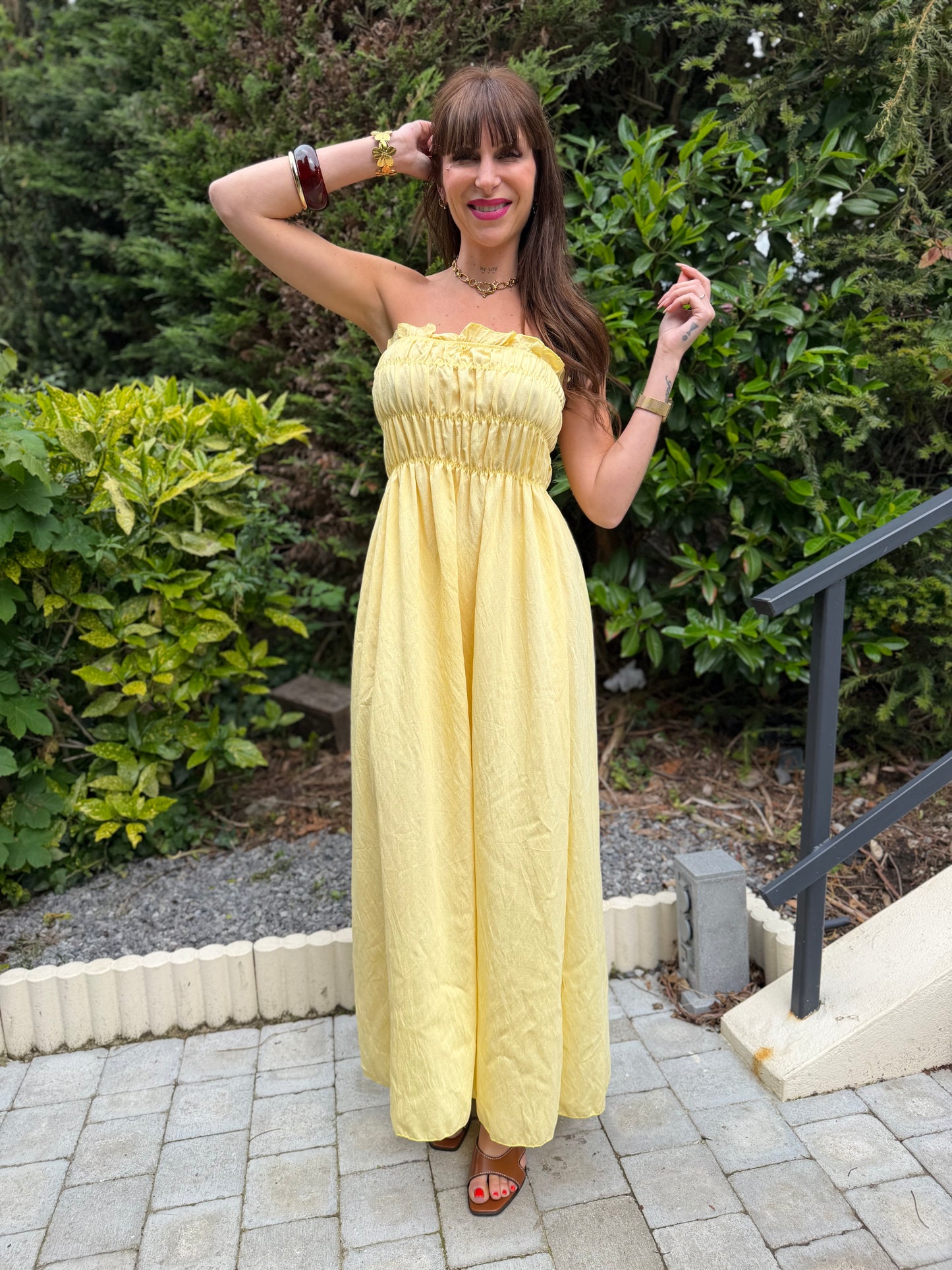 Robe Bustier Longue Jaune