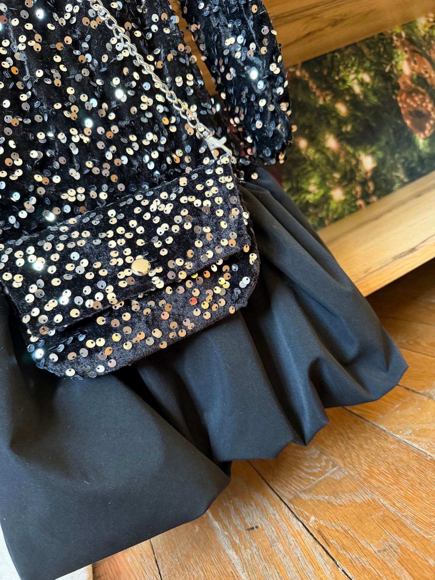 Robe Velours Bi-matière Noir ENFANT