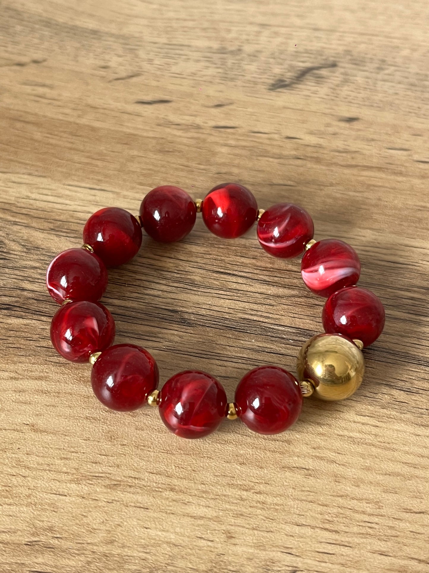 Bracelet Perles Bordeaux