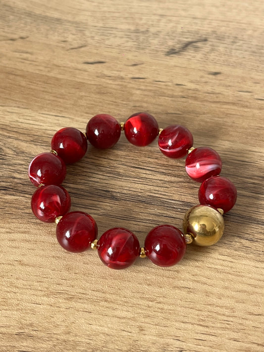 Bracelet Perles Bordeaux