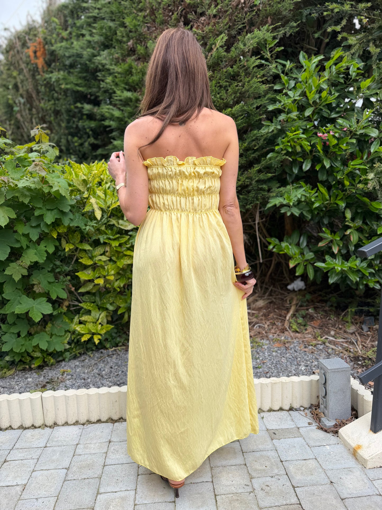 Robe Bustier Longue Jaune