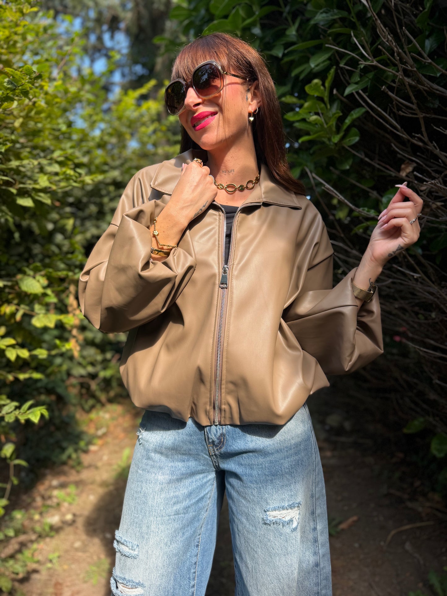 Veste Simili Mao Sable