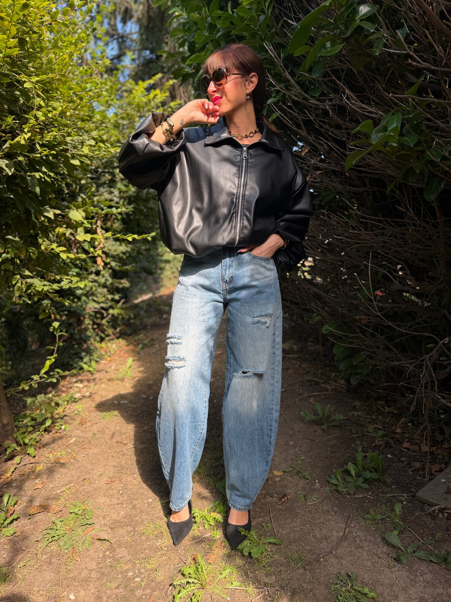 Veste Simili Mao Noir