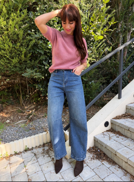 Pull Manche Courte Rose