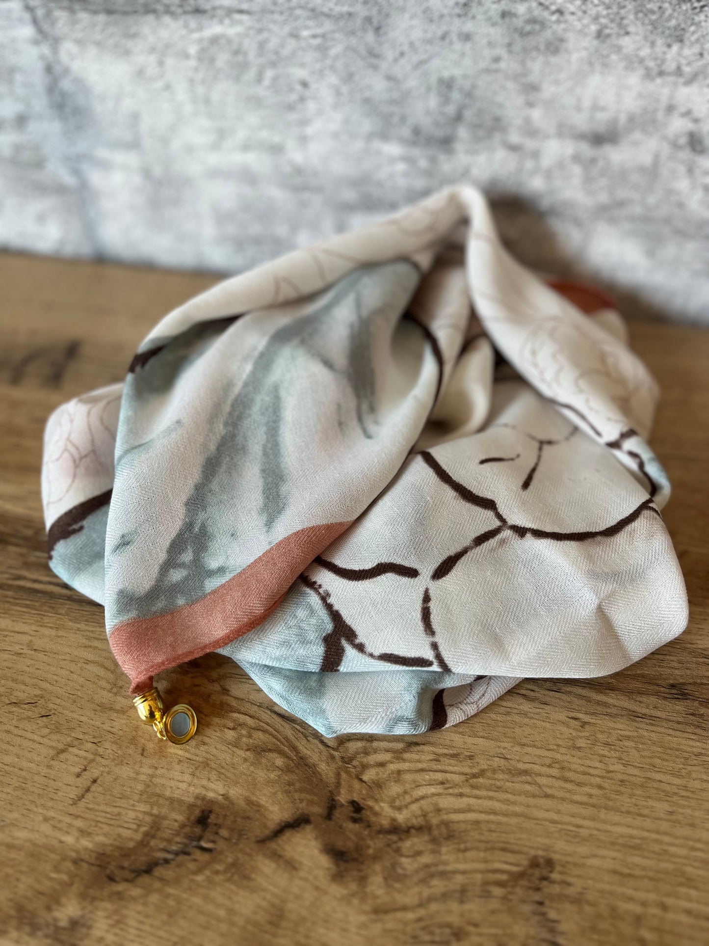 Foulard Fleurs Écru