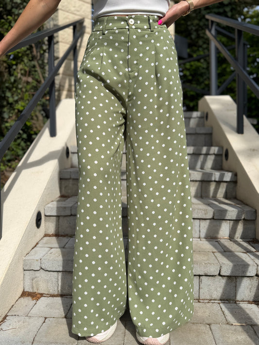 Pantalon Pois Vert