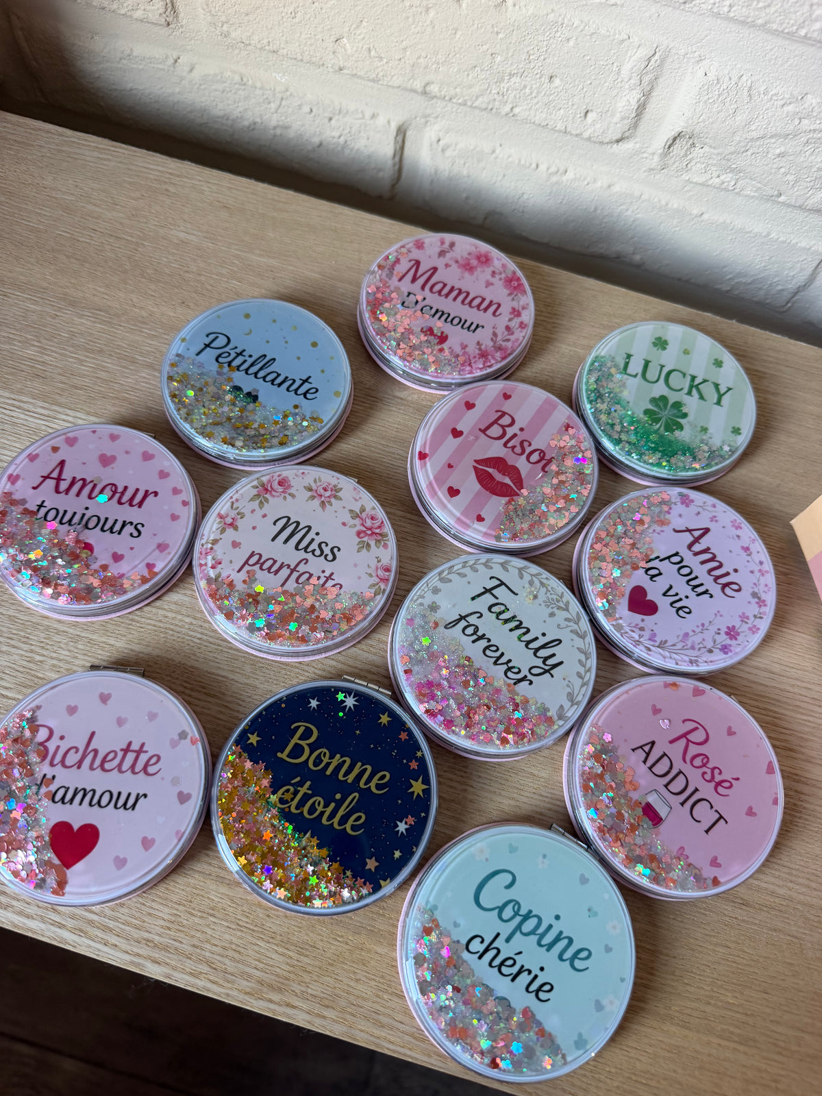 Miroir Paillettes Message
