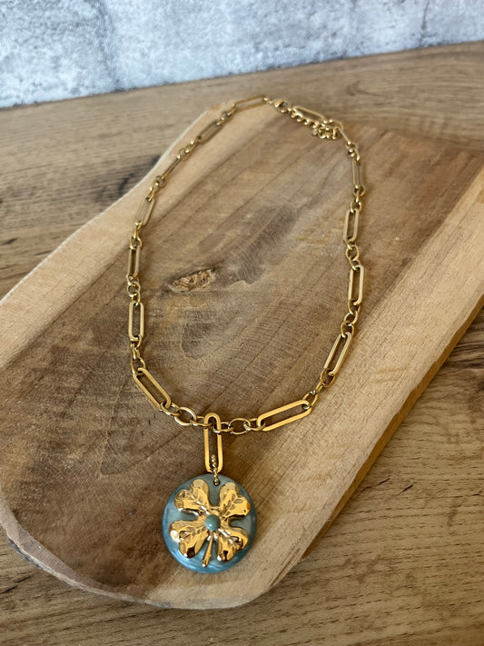 Collier Fleurs Bleu