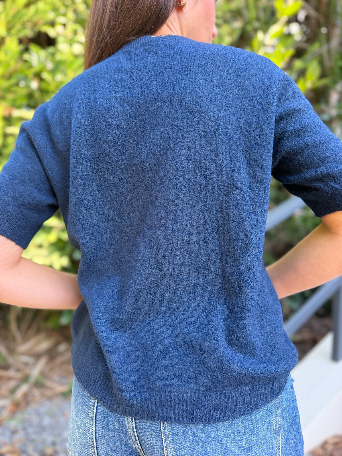 Pull Manche Courte Bleu Marine