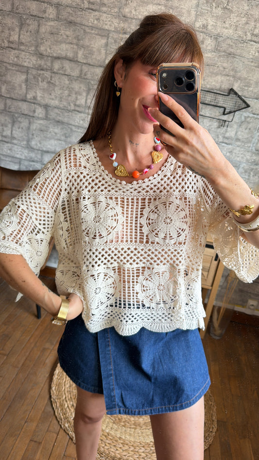 Top Manche Crochet