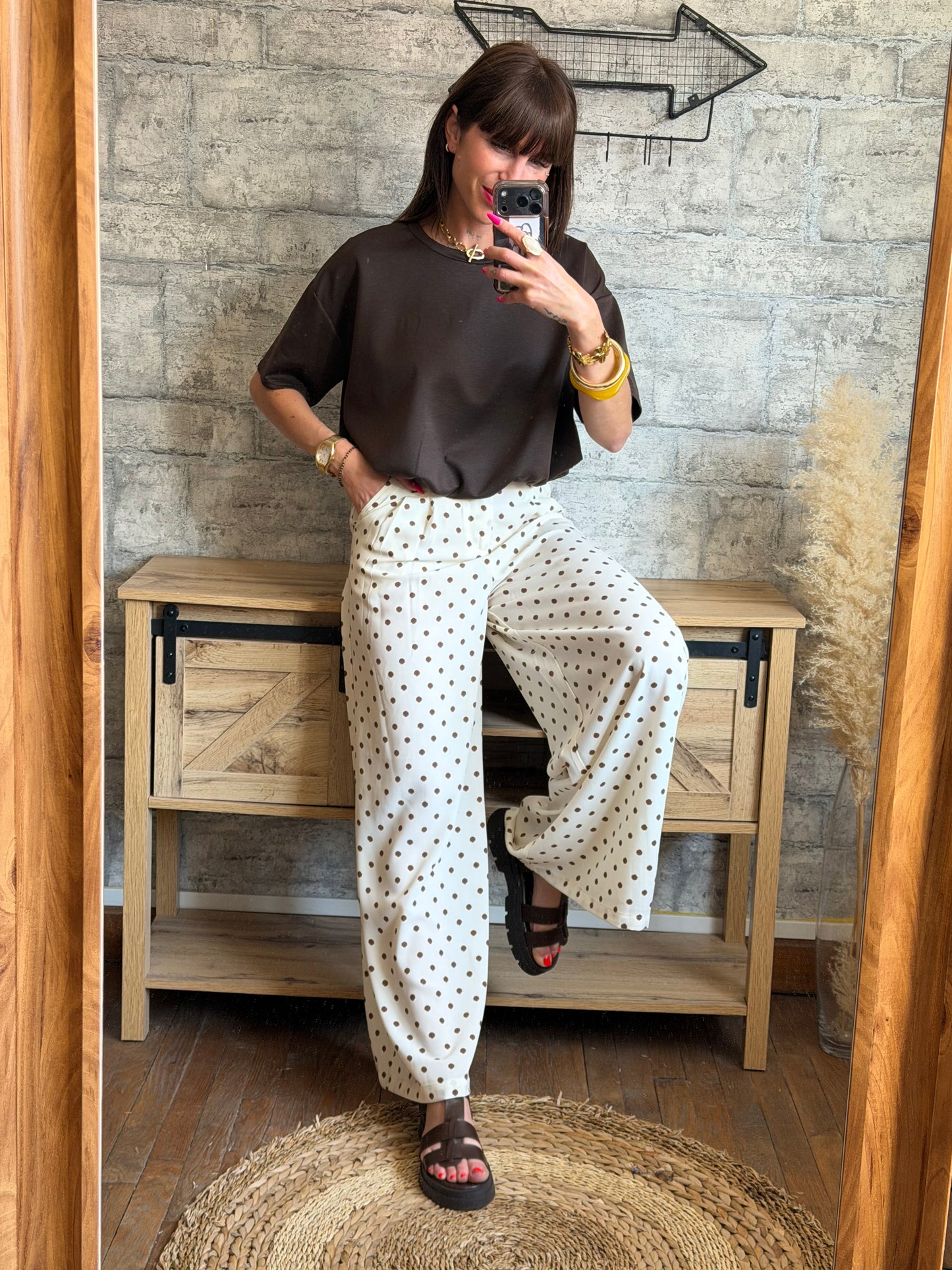 Pantalon Pois Écru