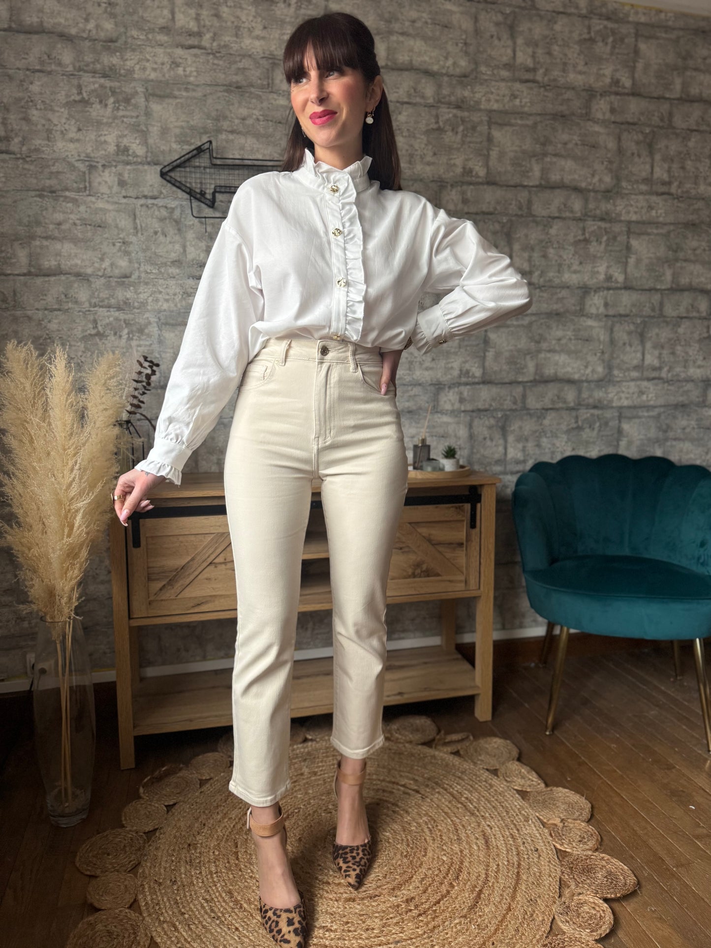 Jean's Droit Cropped Ecru