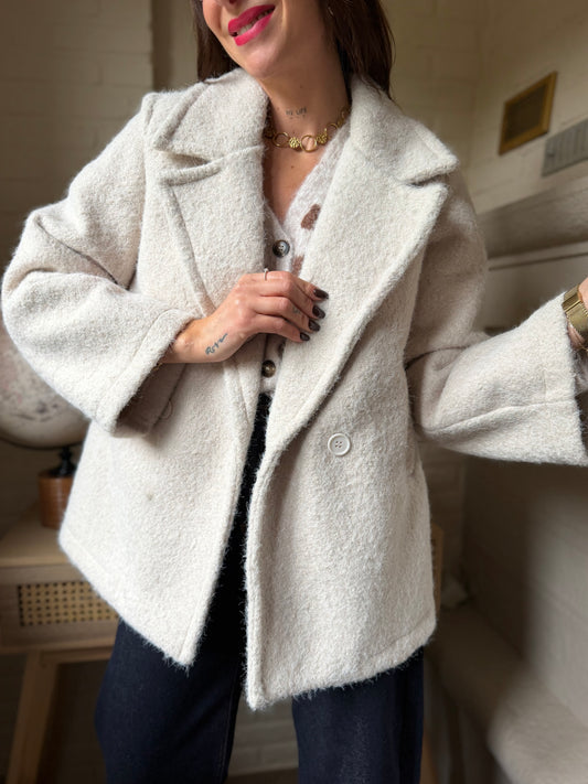 Manteau Bouclette Écru