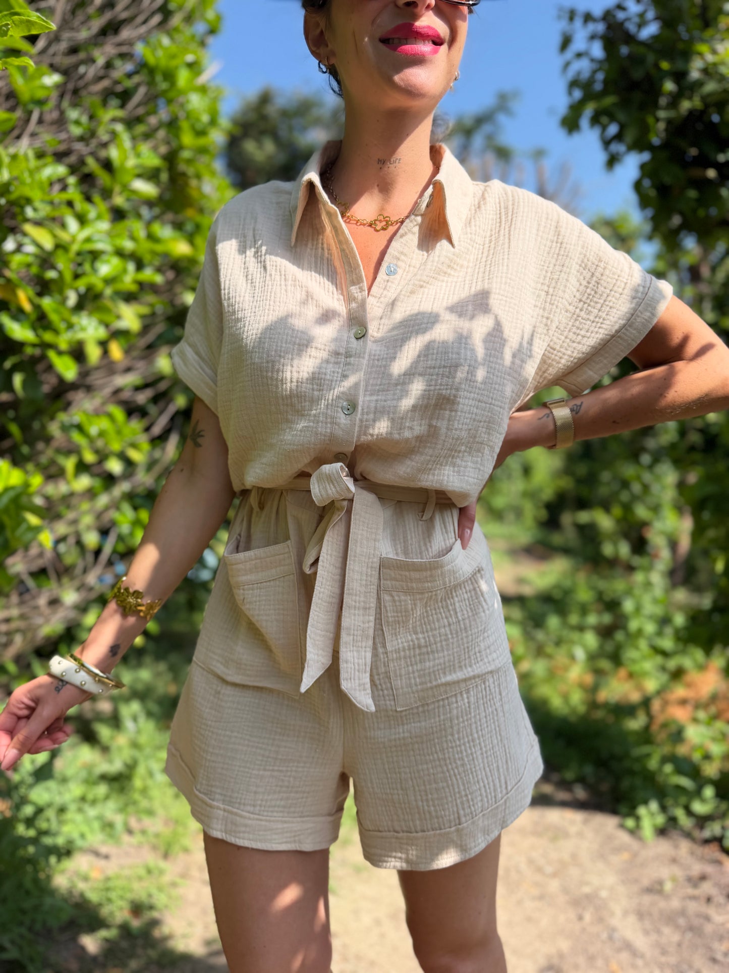 Combishort Coton Sable