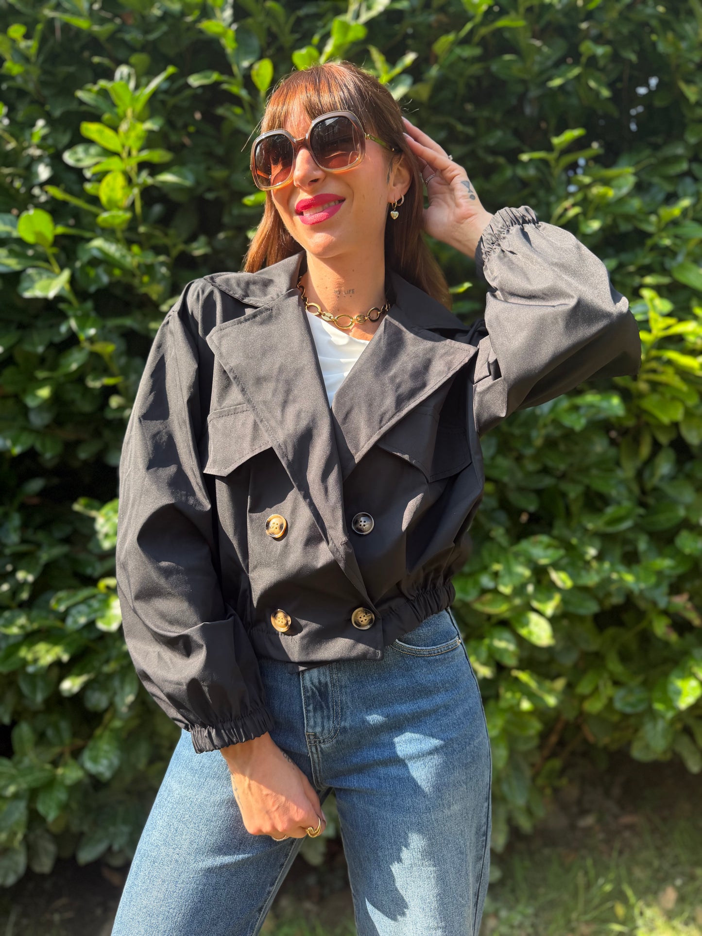 Veste Trench Court Noir