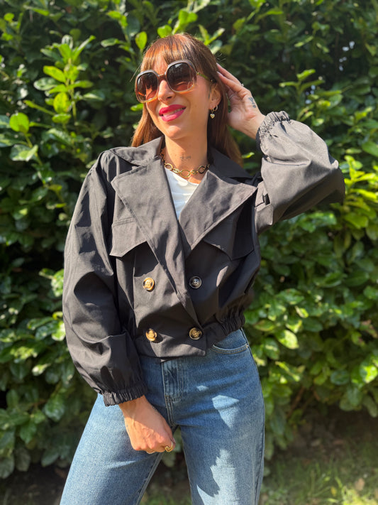 Veste Trench Court Noir