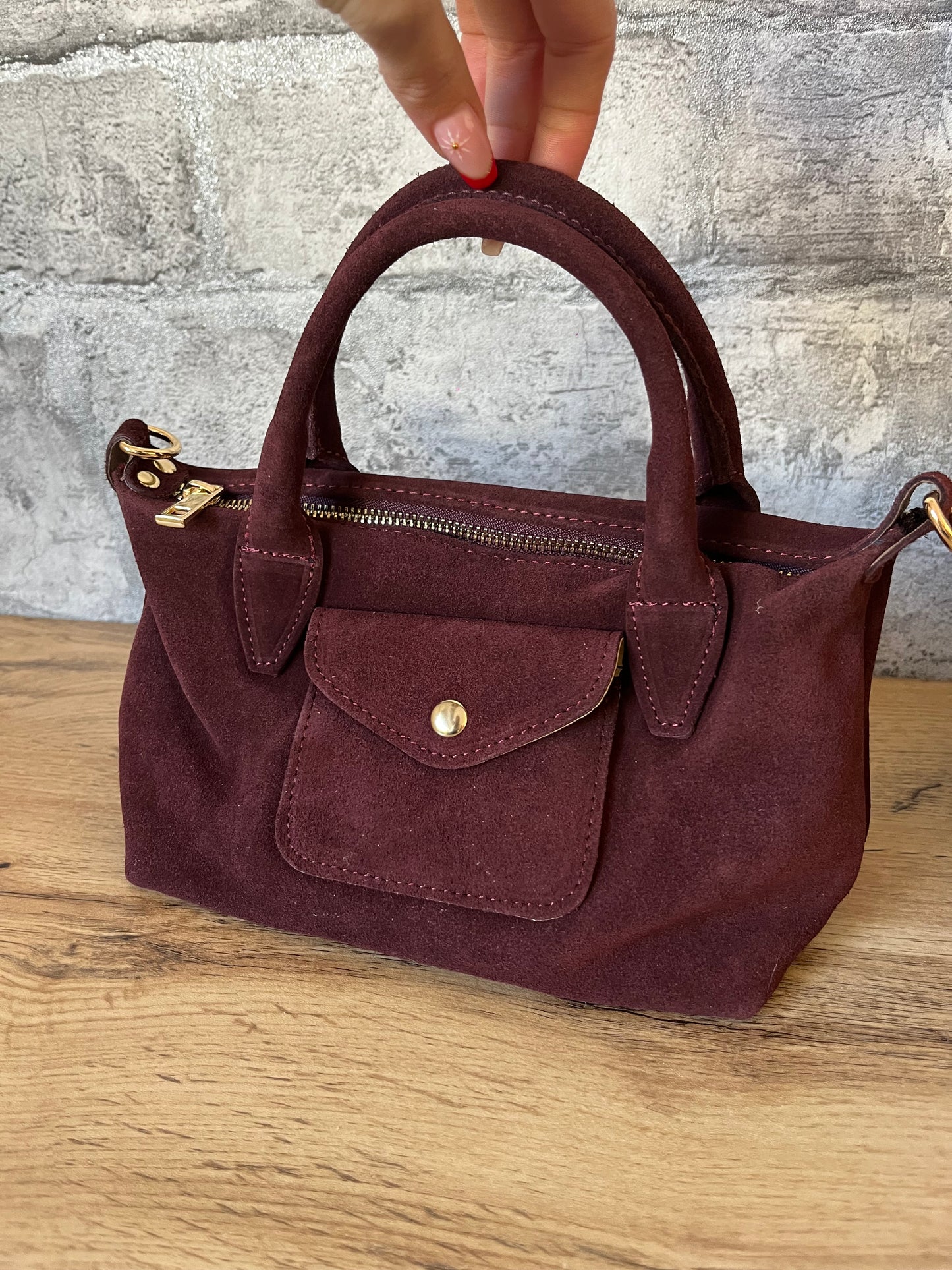 Sac Charles CUIR Daim Bordeaux