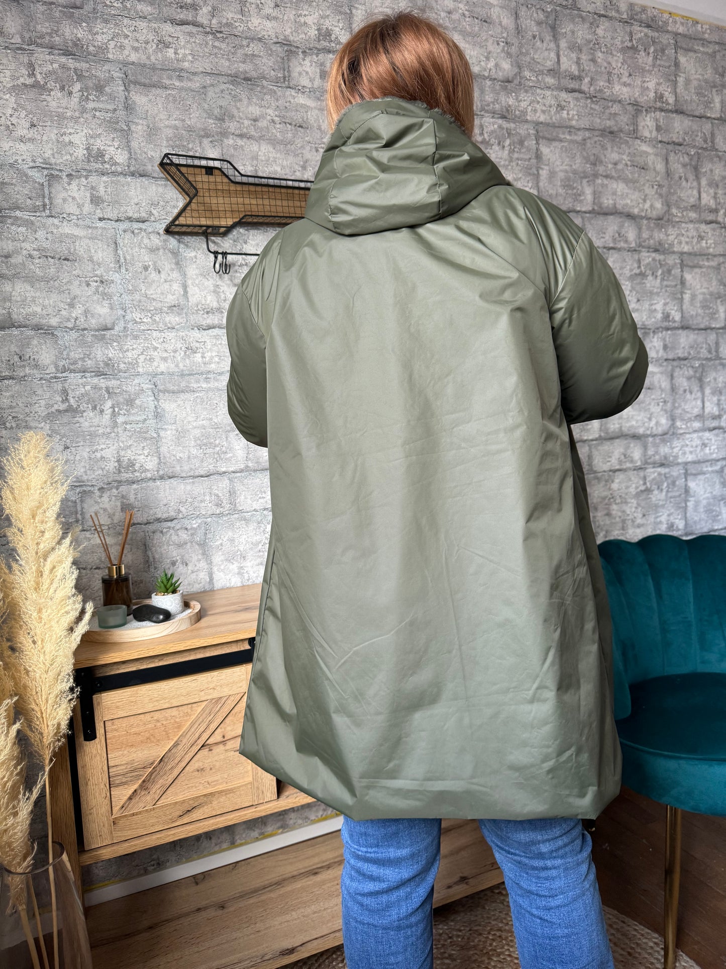 Imperméable Réversible Fourré Kaki Pulpeuse