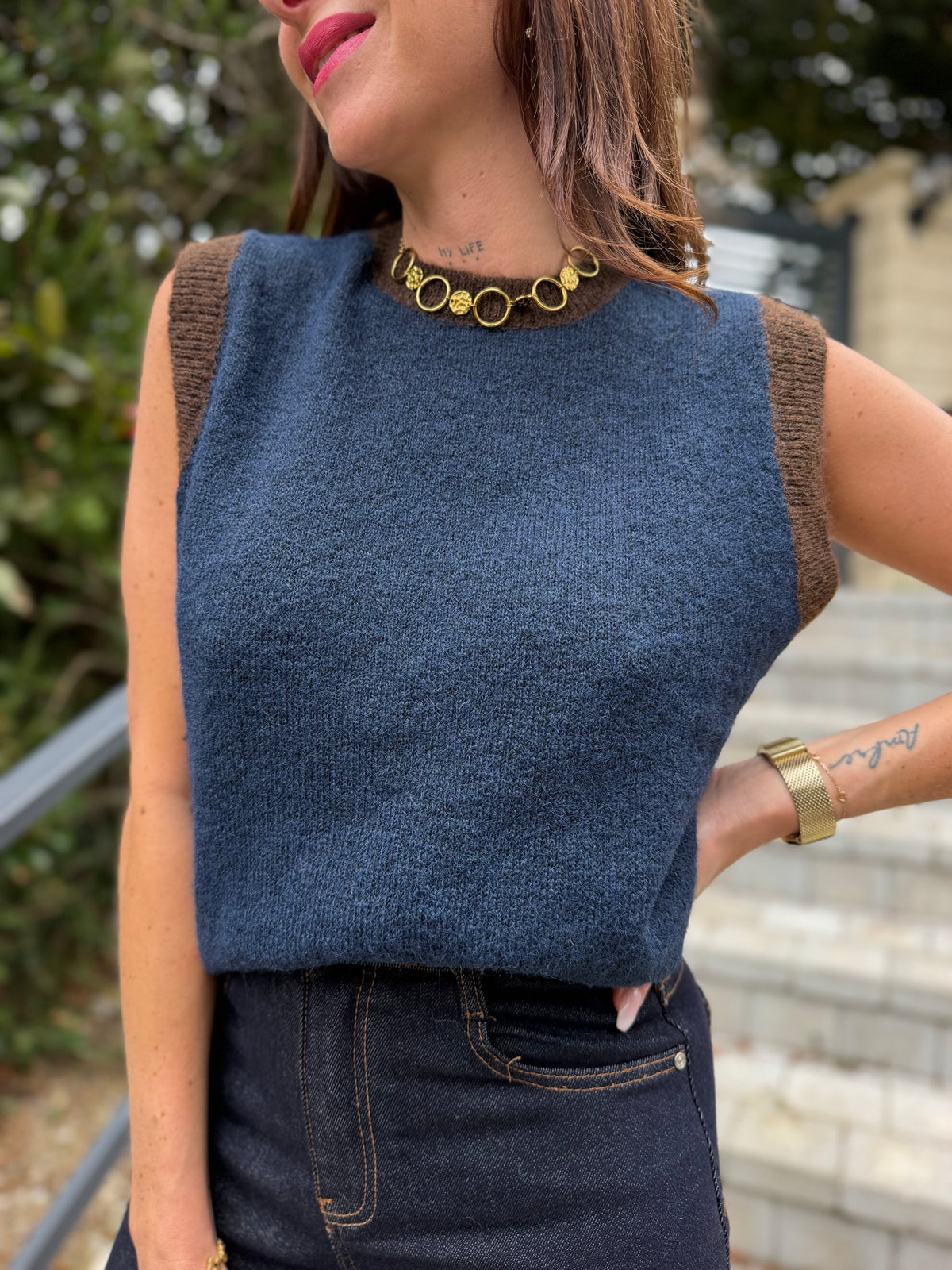 Pull Sans Manches Lio Bleu